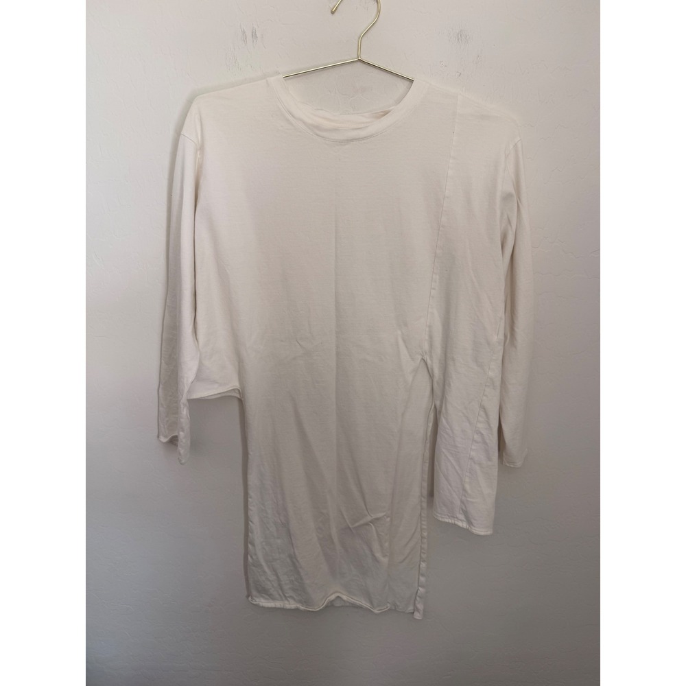 Zara Woman Asymmetrical Long Sleeve Tunic Top 100% Cotton Size S Avant Garde